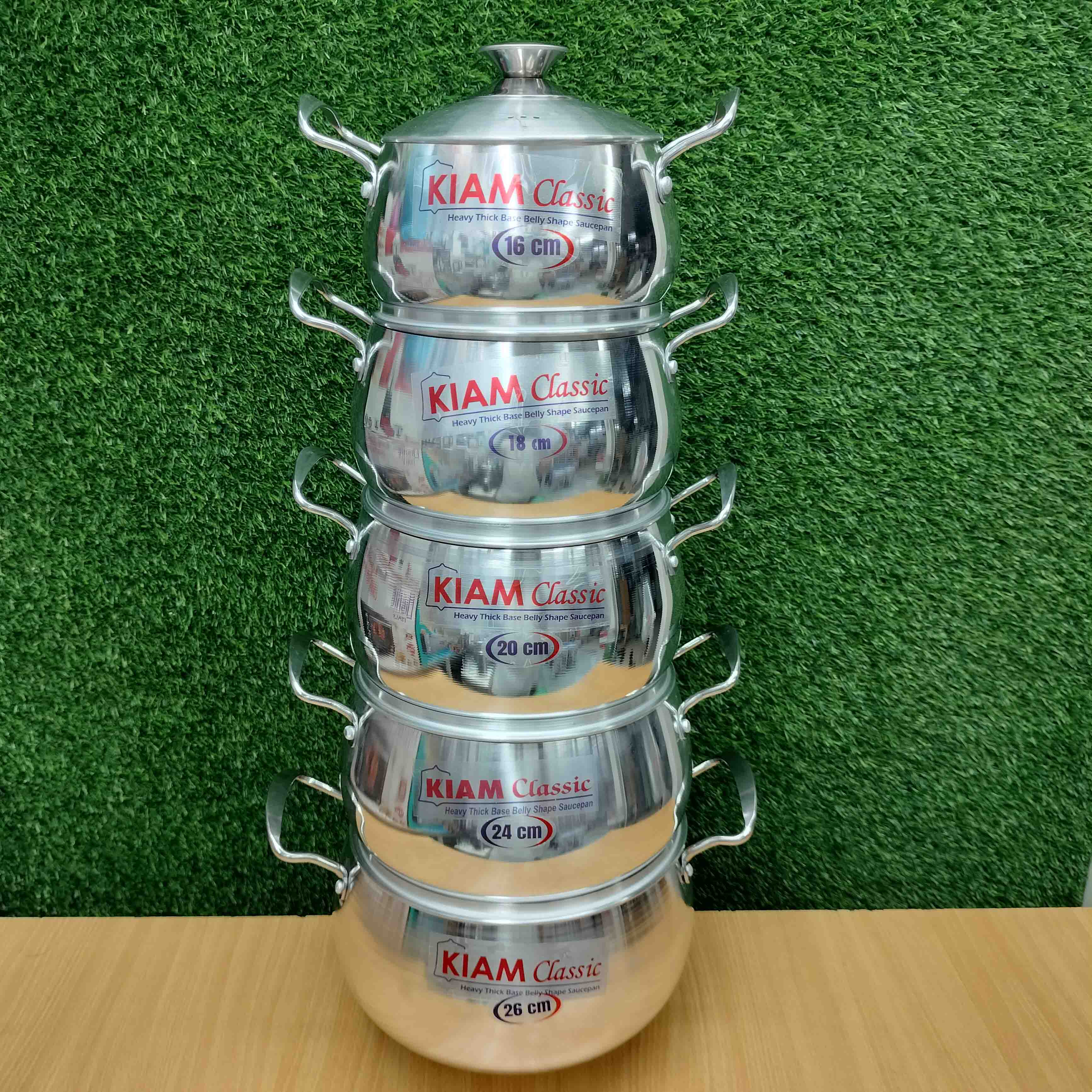 Kiam Heavy Thick Base Belly Shape Saucepan 10 in 1 set