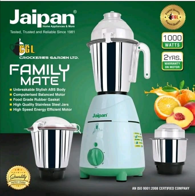 Jaipan Family Mate 1000W 3 Jars Juicer Mixer Grinder JFMMG-2020