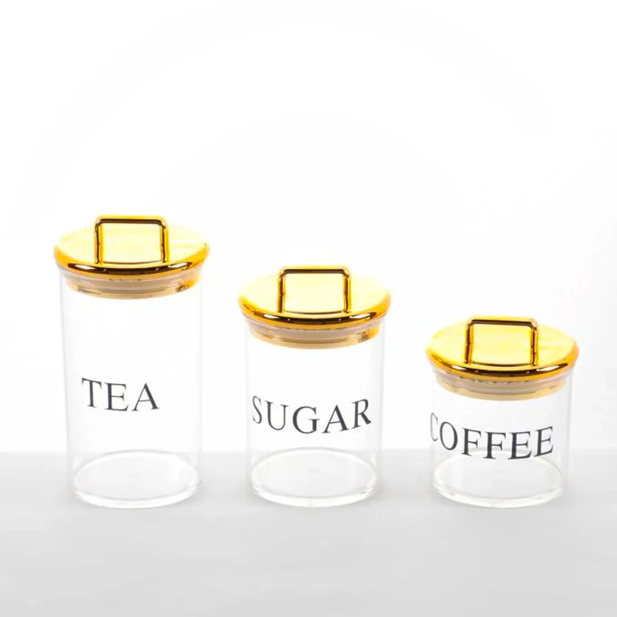 3pc Acrylic Jar Set Tea Sugar Coffee